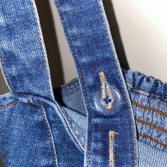 Forever 21 Small Denim Bodycon Mini Dress Ruffled Hem - Picture 7 of 13